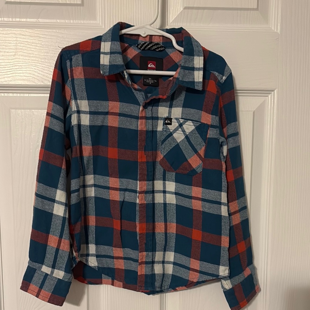 Quiksilver Blue and Red Button Down Shirt Casual Style